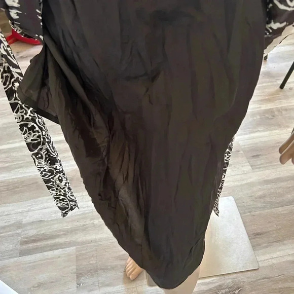 Suzi Chin Maggy Boutique 100% Silk Midi Dress Collared V Neck Size 10 with Belt - Picture 8 of 14